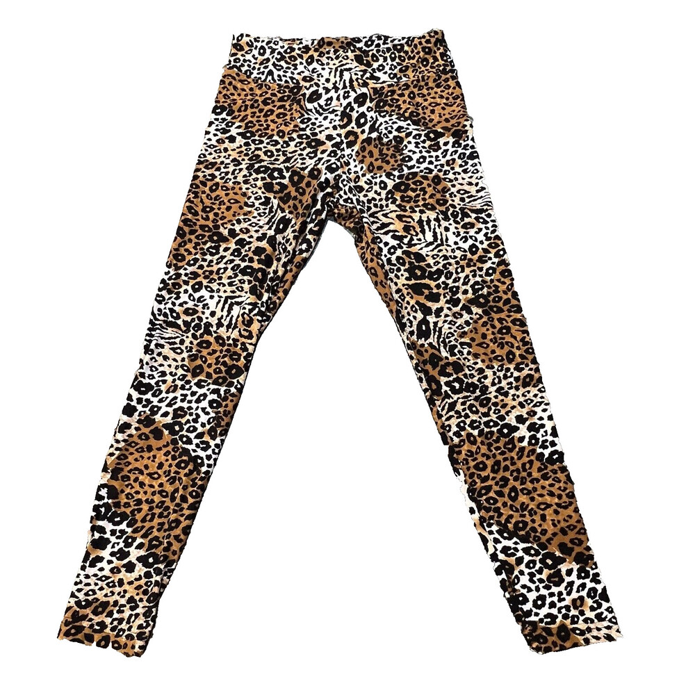 No Boundaries - Black, Tan, Beige, Brown Leopard Print Stretch Leggings L